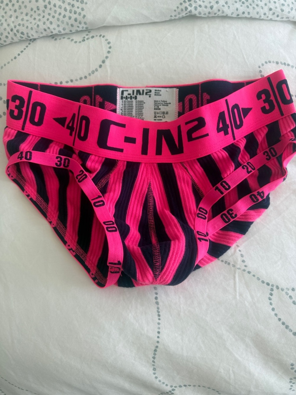 C-IN2 Men’s Brief - Neon Pink & Black Striped